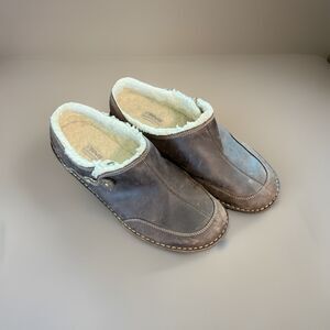 Teva Tonalea Distressed Leather Clog Mules Faux Fur Lining Size 10